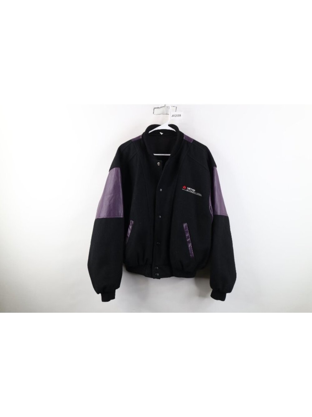 Vintage 90s Streetwear Mens XL Color Block Leather Wool Varsity Bomber Jacket